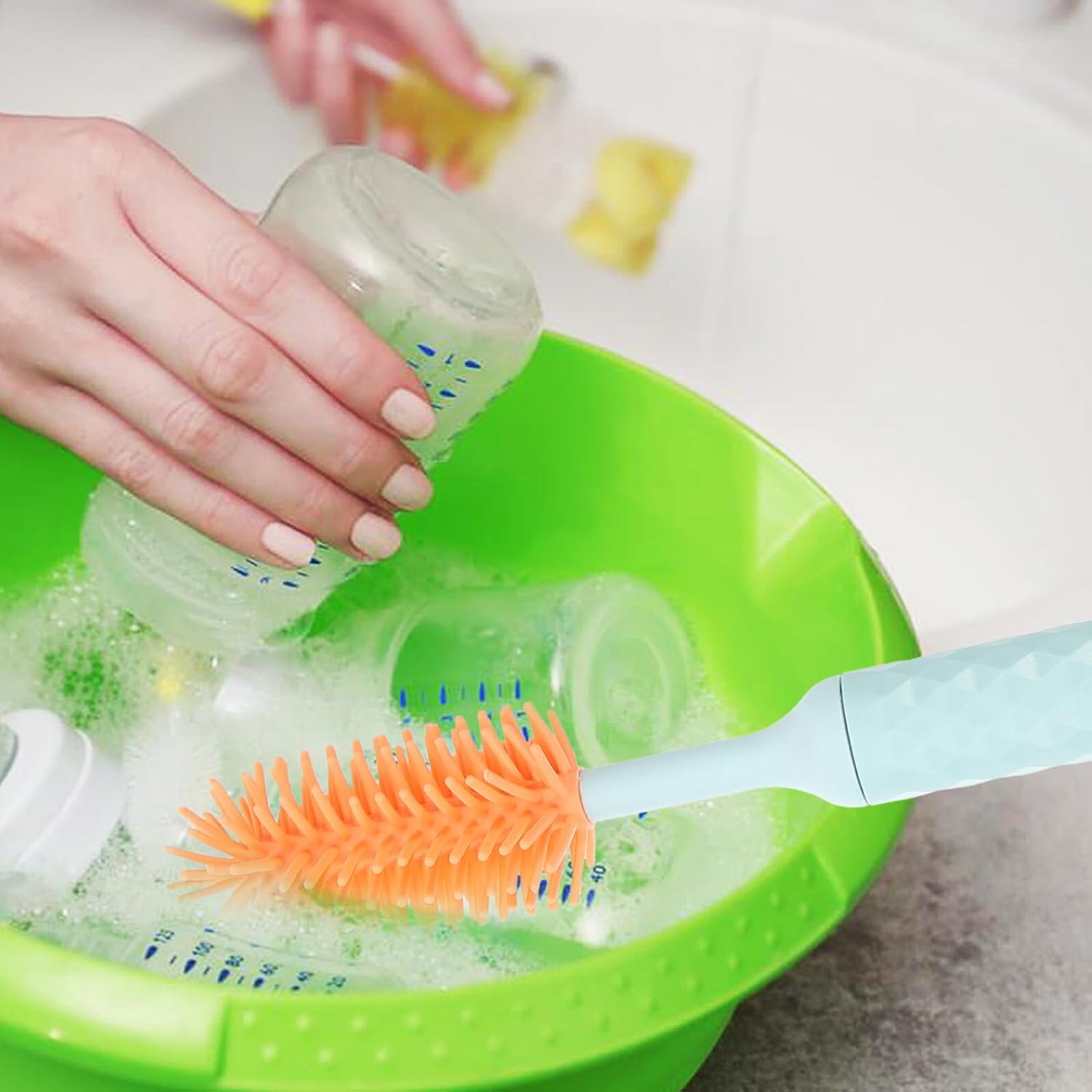Electric Silicone Milk Bottle Brush Set for Narrow Neck Cleaning