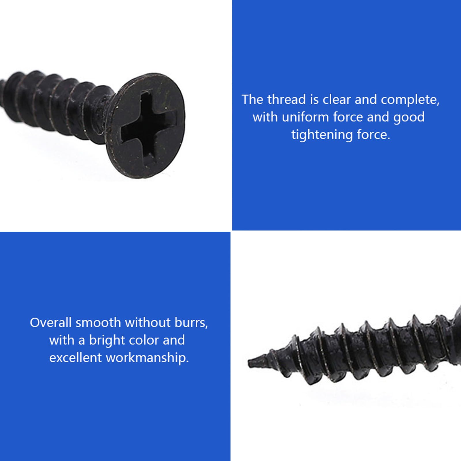 M3*8mm Black Self Tapping Screws, Phillips Flat Head Zinc Plating 304 Stainless Steel Screws - Image 3