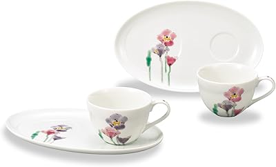 九谷焼 AP3-0958 ペアカップ＆ソーサー ポピー【サイズ】口径8.7×高6.2cm 180㏄