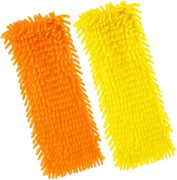 40 cm Mikrofiber Makarna Mop Ba l  2 li Set, Y ksek Emici Chenille Mop Ucu,  z ve T y B rakmaz, Parke, Seramik, Laminat ve Mermer  in Uygun Temizlik Bezi Turuncu, Ye il, Mavi