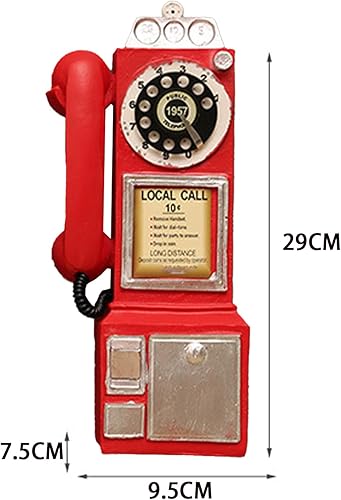 Miniatura 7 de Teléfono antiguo de 11.5 pulgadas, accesorios clásicos de resina para teléfono, esfera rotativa, modelo retro montado en la pared para decoración
