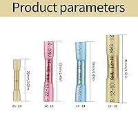 Vista 2 de Kit de 130 conectores a tope termorretráctiles, kit de conectores de cable eléctrico de empalme a tope de 10-26 AWG, terminales de crimpado