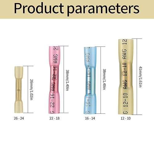Miniatura 2 de KOXXIAMOQ Kit de 130 conectores a tope termorretráctiles, kit de conectores de cable eléctrico de empalme a tope de 10-26 AWG, terminales de