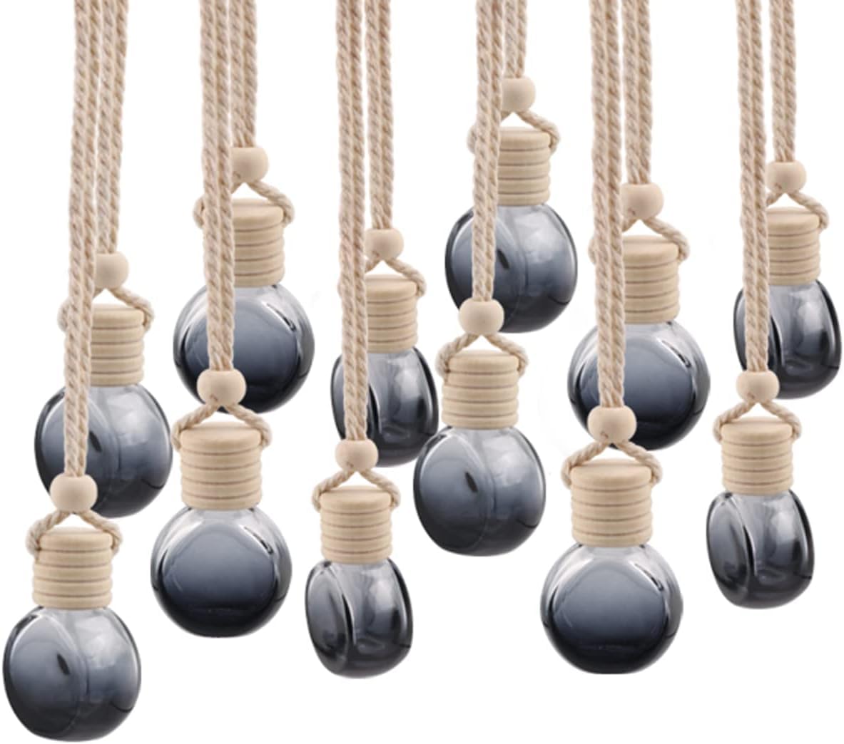 10x Auto Duftanhänger Glas - 8ml Ätherisches Öl Diffusor Mit Holzverschluss