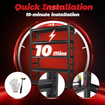 87 H Heavy Duty Garage Storage Shelves 4000LBS, 5-Tier Adjustable Metal Shelving, Industrial Garage Storage Shelf for Tool Rooms, Garages, Warehouse, Supermarkets, 87 H * 47 W * 23.6 D