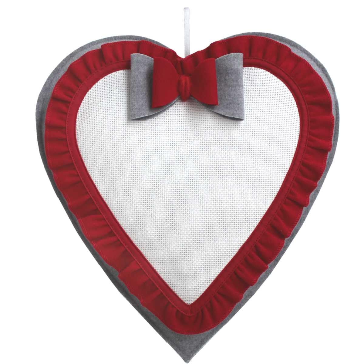 Fuori porta di Natale da ricamare a punto croce, Fuori porta a cuore con tela aida, Cuore in feltro con tela aida da ricamare a punto croce