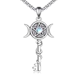 Triple Moon Goddess Amulet Pendant Necklace Sterling Silver Wiccan Jewelry for Women