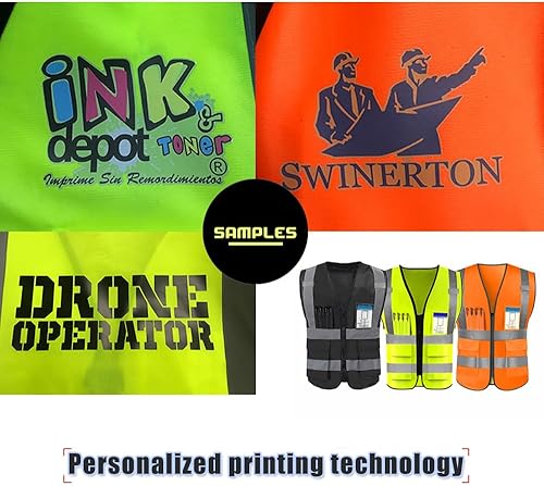 Miniatura 3 de YOWESHOP Chaleco de seguridad de alta visibilidad reflectante personaliza tu logotipo ropa de trabajo de seguridad con tiras reflectantes y bolsillos