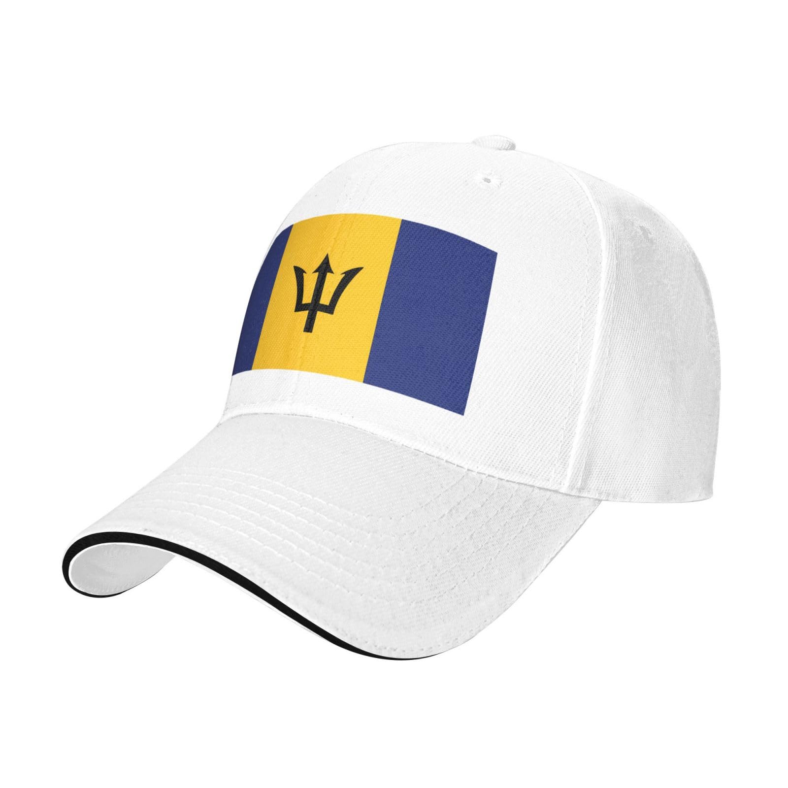 hhbiuuo Unisex White Baseball Caps, Flag of Barbados Print Adjustable Snapback Hats, Fashion Comfortable Sun Golf Dad Trucker Hat