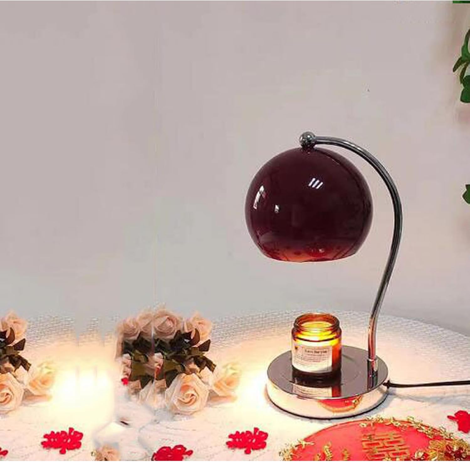 Retro Glass Candle Warmer Lamp,Infinitely dimmable/Timer Switch Aromatherapy Candle Lamp,with 2 * 50W Bulbs Wax Warmer Lamp,for Bedside Table Lamp Study Office Home Decor Wax Warmer Lamp