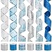 VATIN Christmas Ribbon,Wired Holiday Party Ribbons Assorted Snowflake Dot Holly Star Patterns Decorations, Swirl Sheer Glitter Ribbon 36 Yards (2.5" Width x 6Yard Each Roll) -Blue/Silver