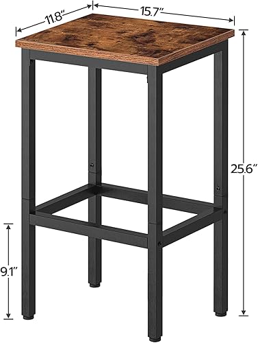 Miniatura 3 de HOOBRO Taburetes de bar, juego de 2 sillas de bar con reposapiés, marco de acero negro, pies ajustables, para sala de estar, comedor, cocina, diseño