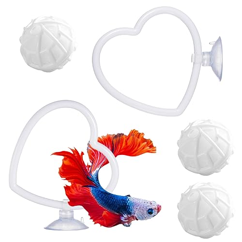 Betta Fish Enrichment Toys - 2-Piece Aquarium Ring with Suction