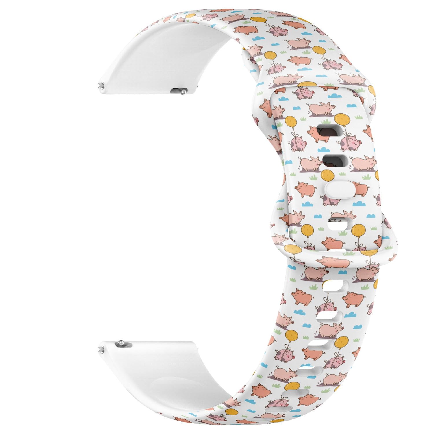 Compatible with Garmin Fenix 7/7 Pro, Fenix 6/6 Pro, Fenix 5/5 Plus, Epix (Gen2) / Epix Pro (Gen2), 22mm Replacement Sport Watch Band (Cartoon Pig) Silicone Soft Strap Bracelet