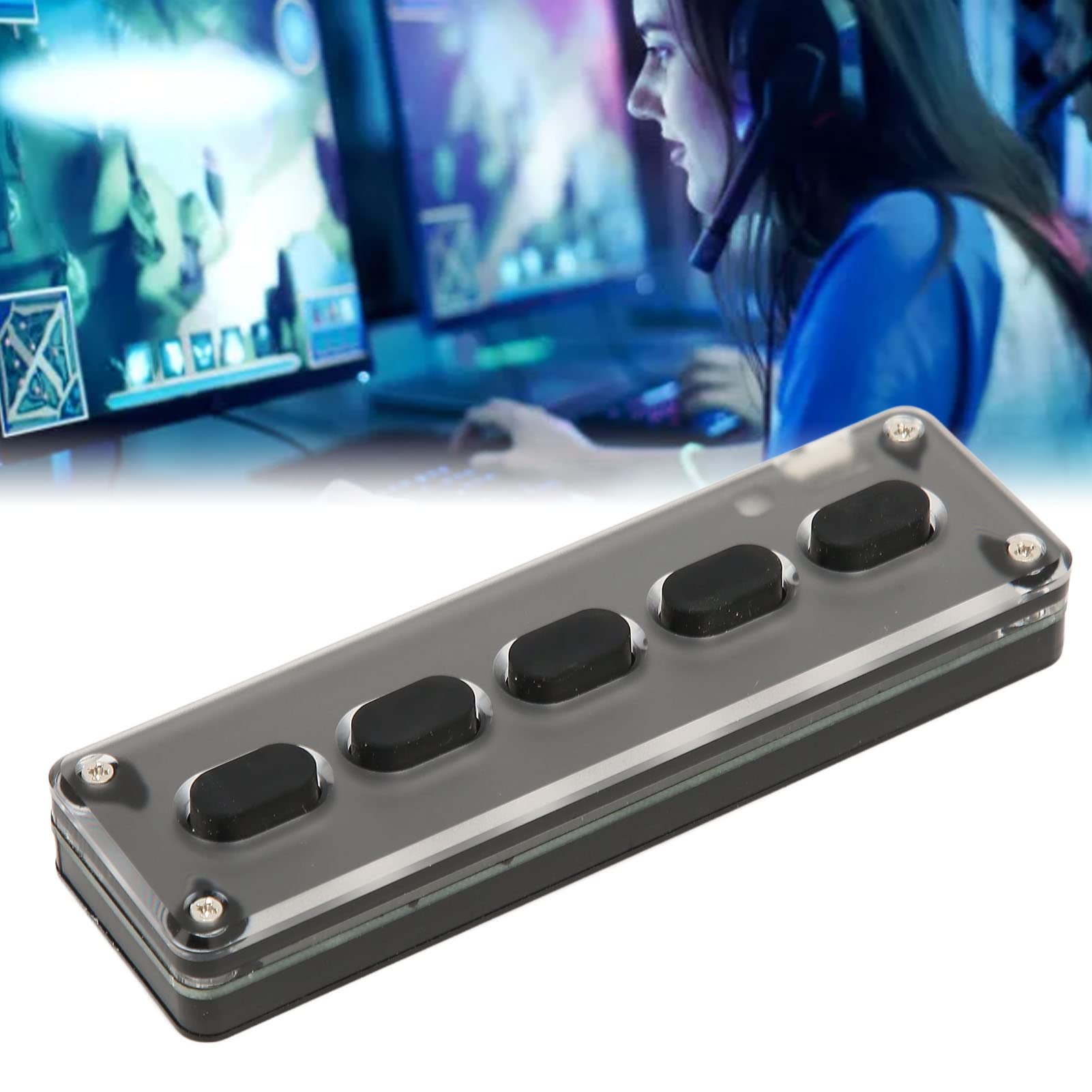 Septpenta Tastiera Meccanica a Una Mano, 5 Tasti Completamente Programmabili, Connessione Wireless Bluetooth Dual Mode, Mini Tastiera Portatile in Silicone per Ufficio, Giochi, Musica, Media(Nero)