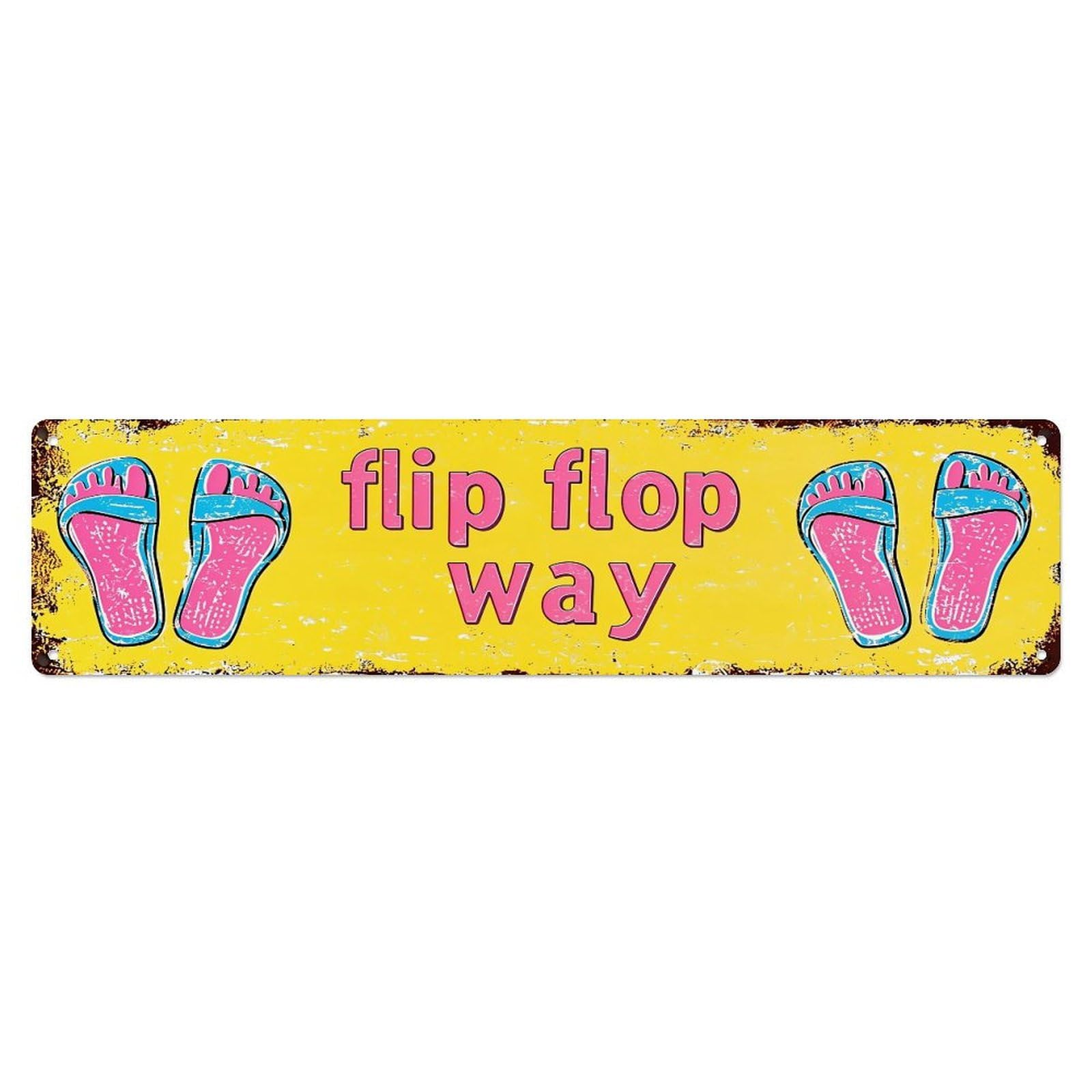Flip Flop Way Pattern Metal Tin Sign Plaque