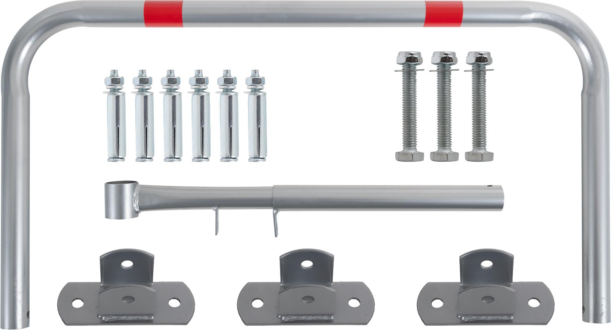 Stagecaptain PPB-81 SR Parkplatzbügel - stabile Parkplatzsperre aus galvanisiertem, pulverbeschichtetem Stahl - Abschließbar (3 Schlüssel inklusive) - Mit Reflektorstreifen und Montagematerial