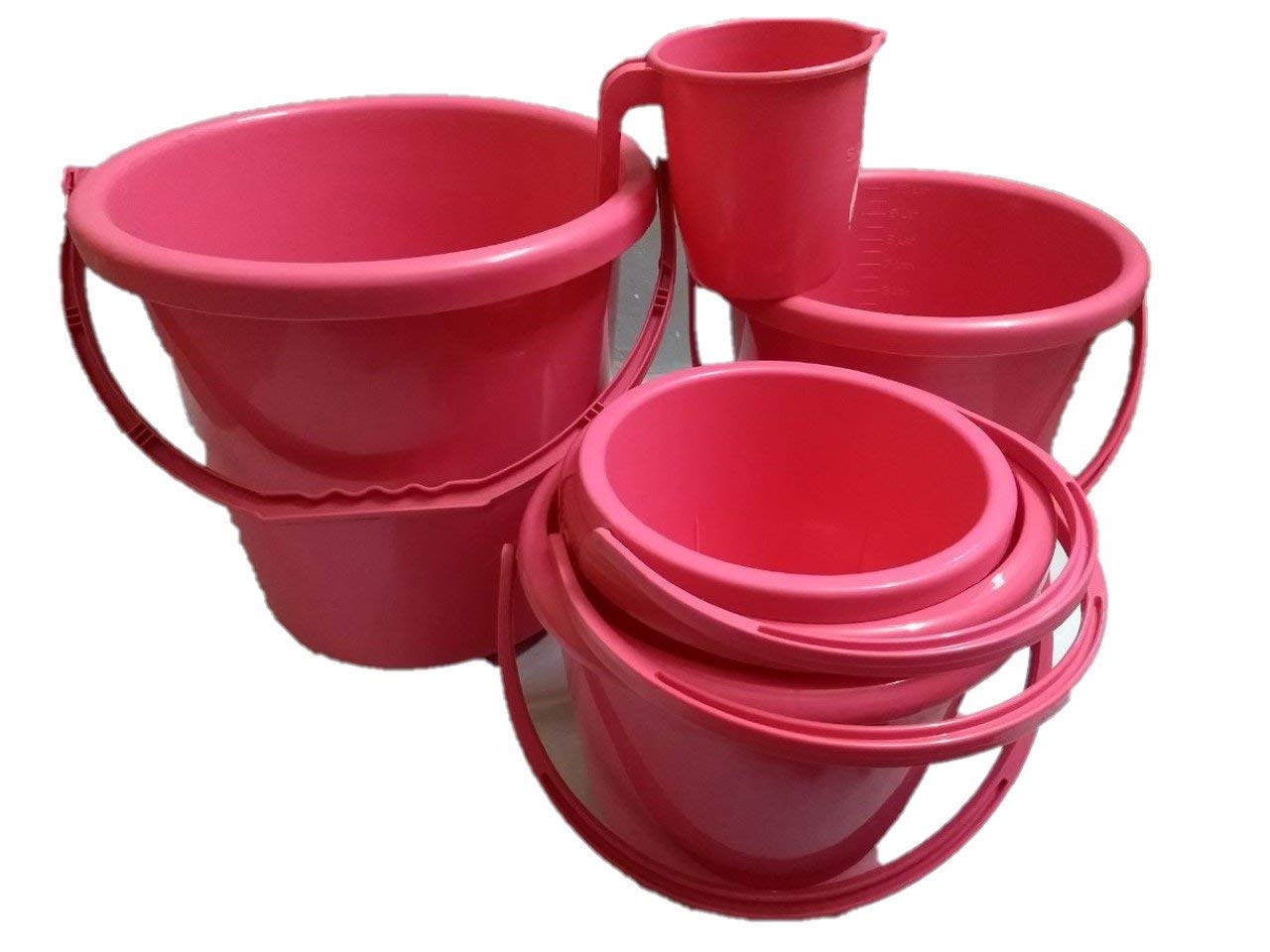 Samruddhi Plastic Bucket Set with 5 Buckets with 1 Mug (Pink) (B07W4D5KYQ) Amazon Price History, Amazon Price Tracker