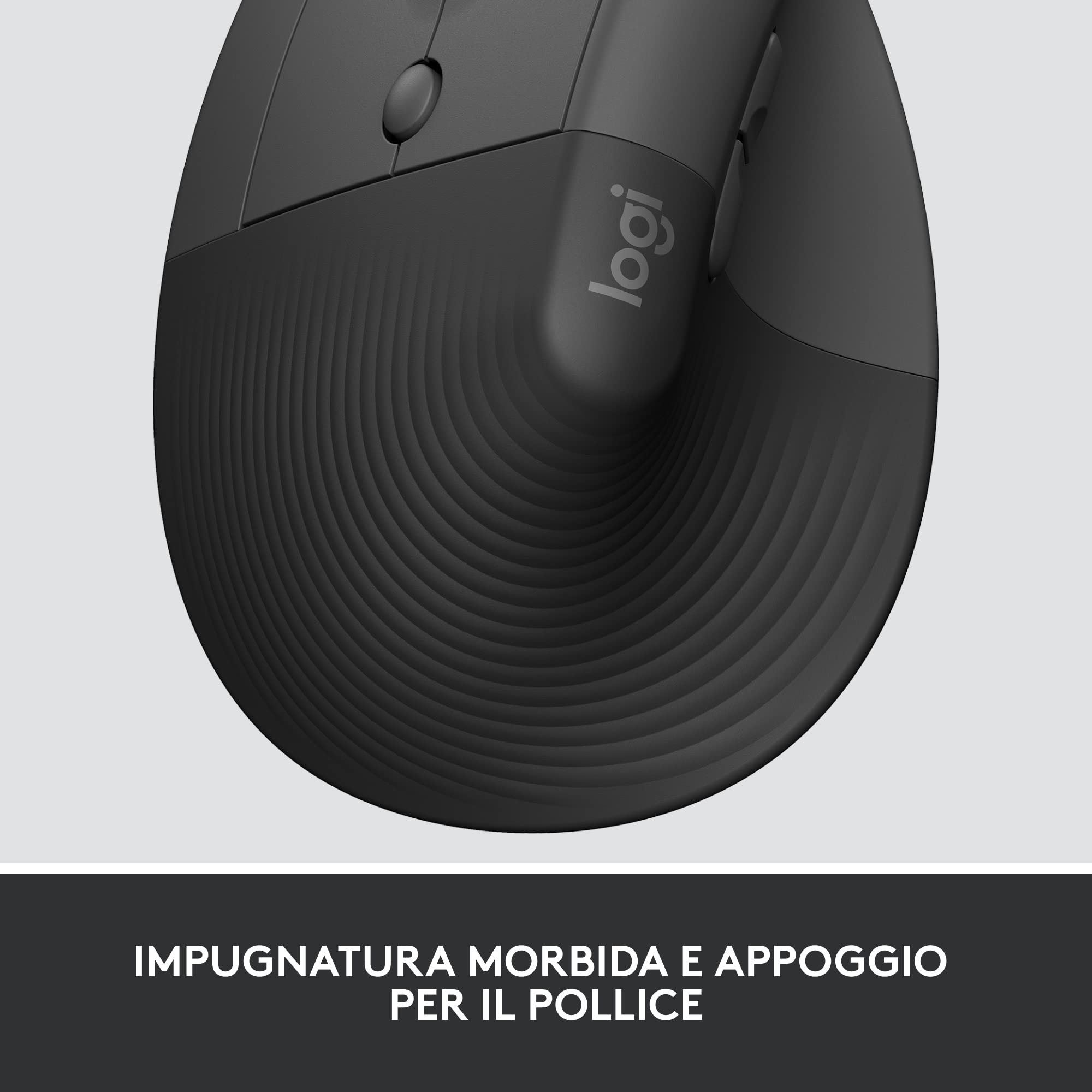 Logitech Lift For Business, Mouse Verticale Ergonomico, Wireless, Bluetooth, USB Secured Logi Bolt, Clic Silenziosi, Certificazione Globale, Windows/Mac/Chrome/Linux - Graphite
