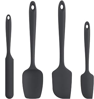 U-Taste 600°F Heat Resistant Silicone Spatula Set of 4 Black - BPA-Free for Non-Stick Cookware Baking