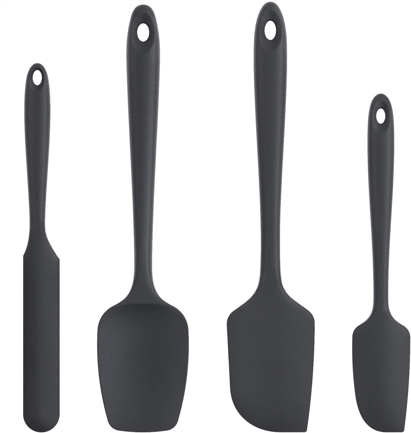 U-Taste Silicone Spatula Set of 4: 315 ℃ Heat-Resistant Flexible Food Grade Bowl Scraper, Seamless Rubber Kitchen Cooking Mixing Baking Scraping for Nonstick Cookware(Black)