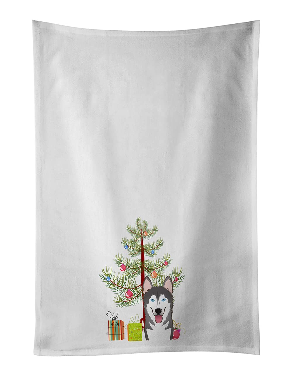 Torchon de cuisine sapin de Noël et Malamute de l'Alaska blanc haut de gamme