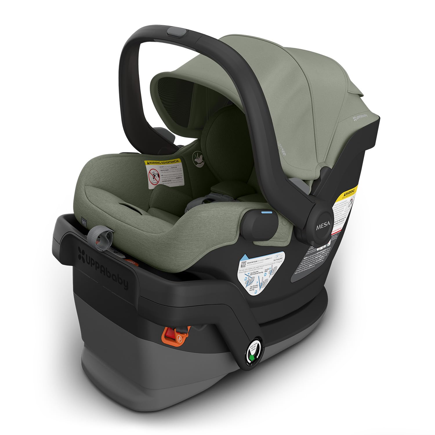 UPPAbaby Mesa V3 Infant Car Seat - Easy Installation + SmartSecure Technology - Attaches to Stroller | Base + Infant Insert Included - Evelyn (Meadow