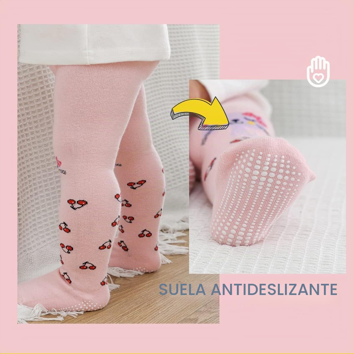 Leotardos para bebés niña ，Polainas Antideslizantes Medias para bebés niñas Ropa Infantil para Recién Nacido, Polaina de Tejido de algodón