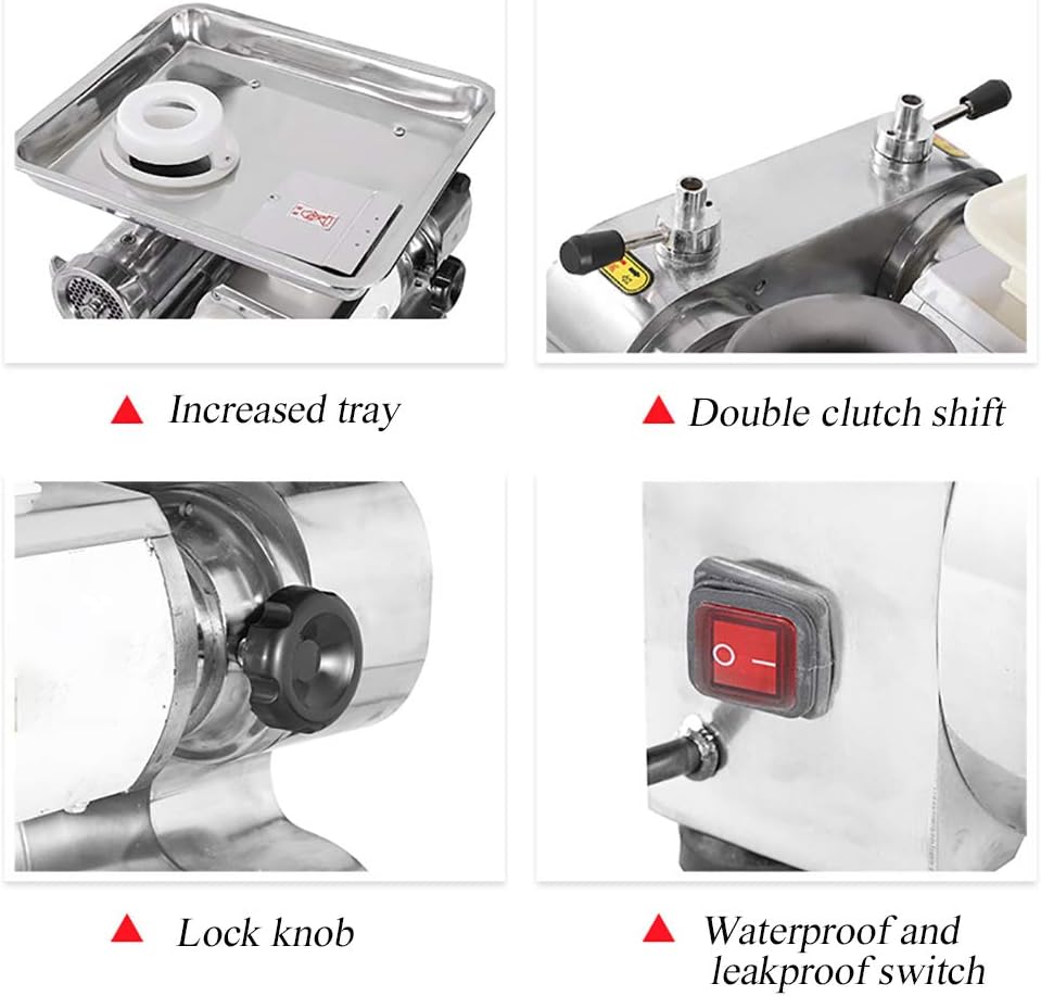 NEWTRY 2-in-1 Integrated Commercial Meat Grinder Cutter Cutting Machine Meat Shredder Strip Cutting Machine Stainless Steel for Restaurant Hot Pot (with a 2.5mm blade)