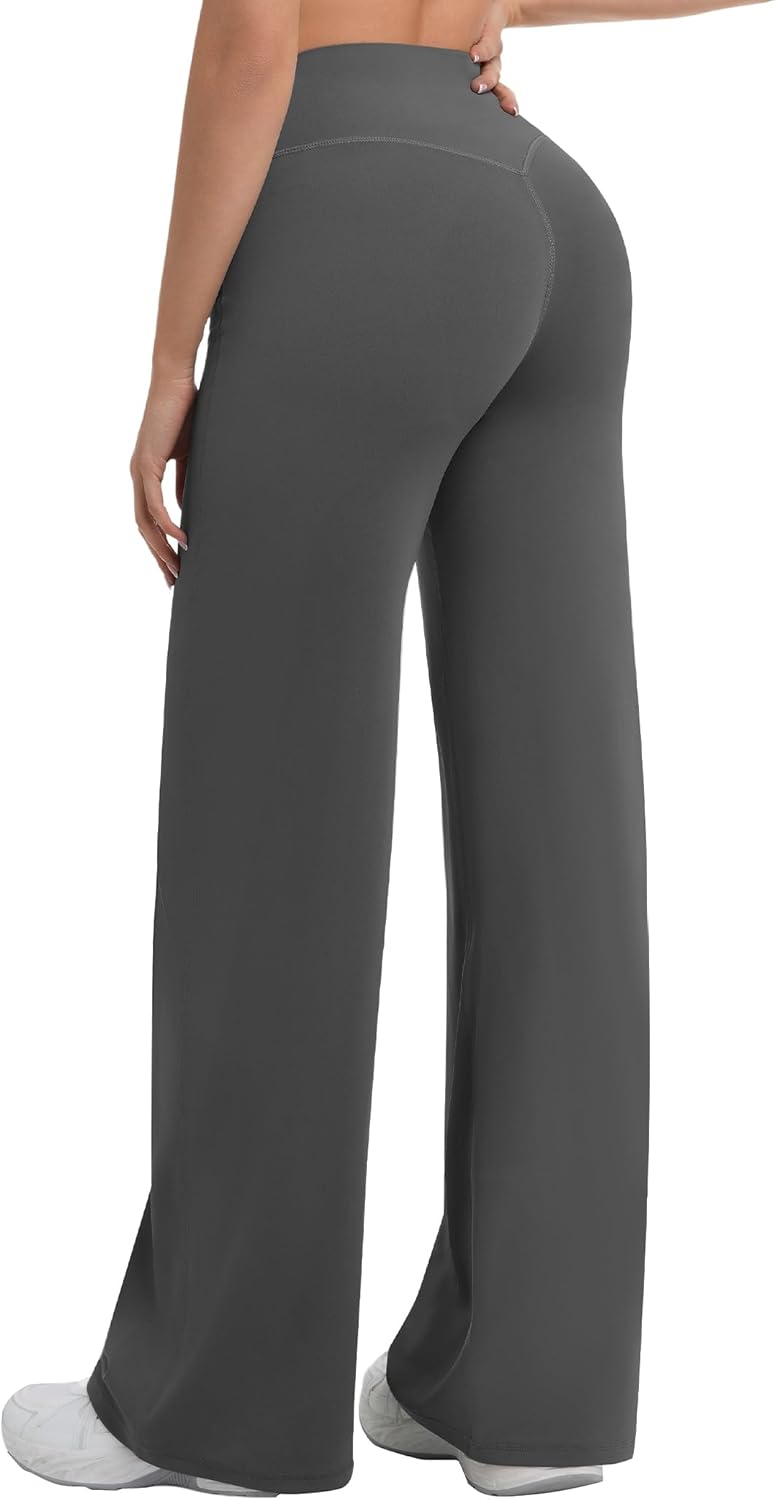 AVAMO Workout Leggings for Women Straight Leg Leggings No Front Seam High Waist Wide Leg Leggings Butt Lifting Yoga Gym