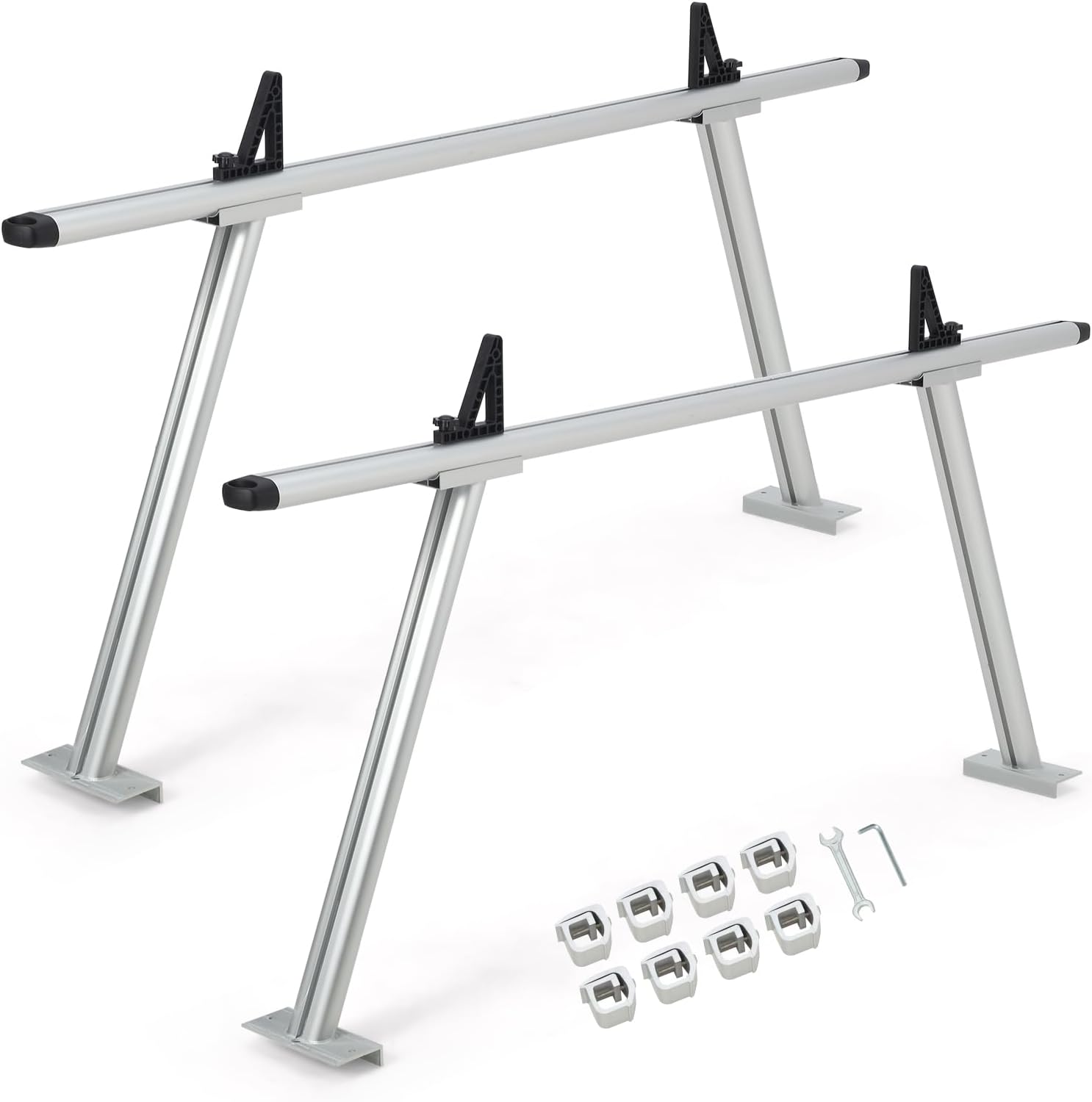 Aluminum Truck Ladder Rack, 800 lbs Capacity & 17-29in Adjustable Width, Non-Drilling Truck Bed Racks for Kayak, Surfboard, Lumber, Ladder (2 Pack)