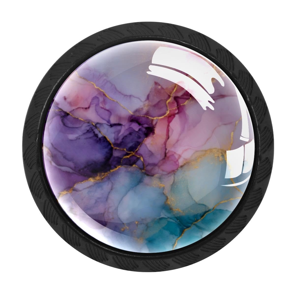 4 PCS Cabinet Knobs, Purple Cyan Blue Marble Drawer Knobs Dresser Handles