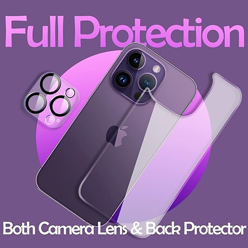 Miniatura 3 de Protector de pantalla trasera para iPhone 14 Pro Max y protector de lente de cámara (2+2 unidades), iPhone 14 Pro Max Protector de cámara de vidrio