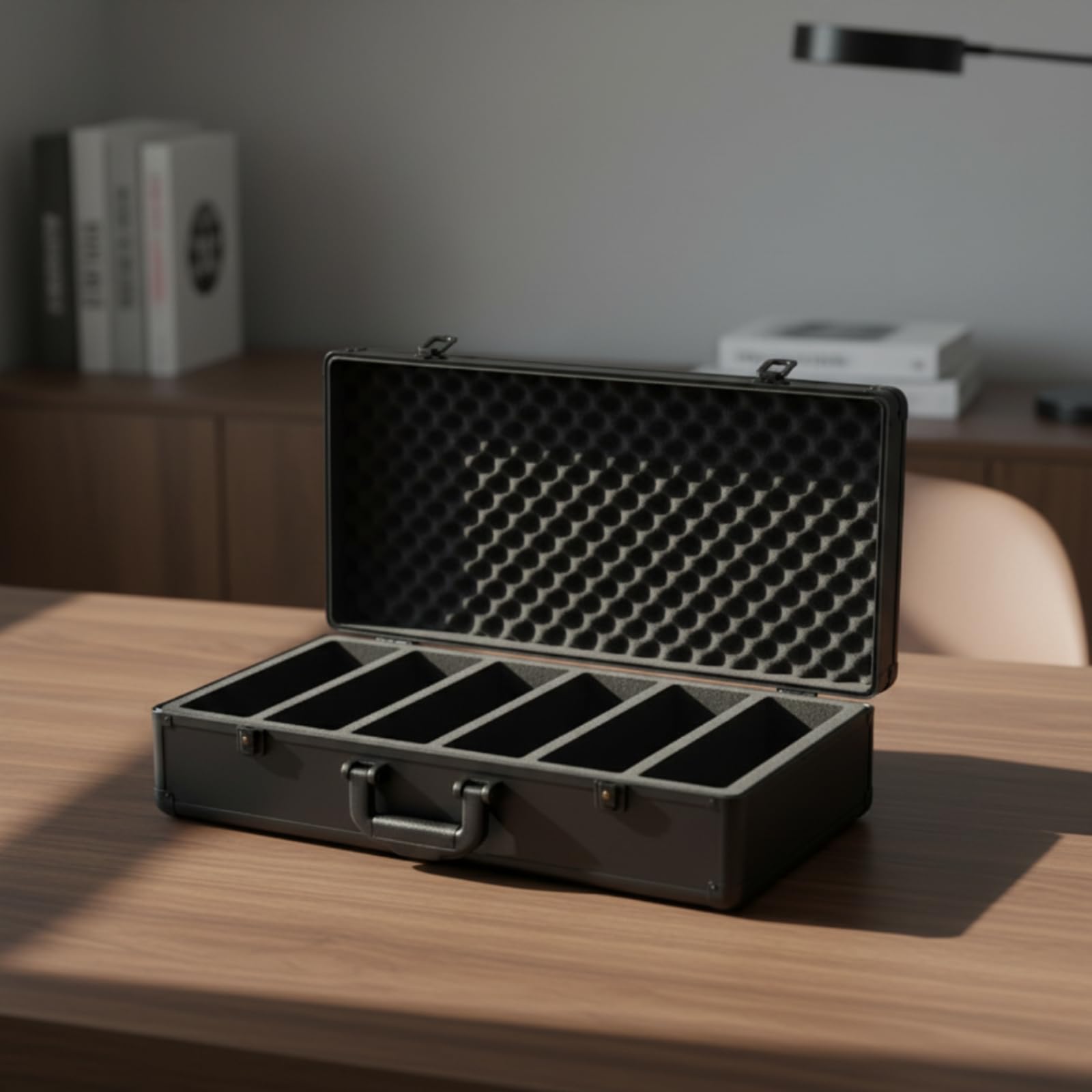 Estuche para Cartas Reforzado Rígido, Caja para Tarjetas Graduadas, Portátil, Caja Cartas, competiciones, Exposiciones, Coleccionistas, 430x300x165mm, 4 Ranuras