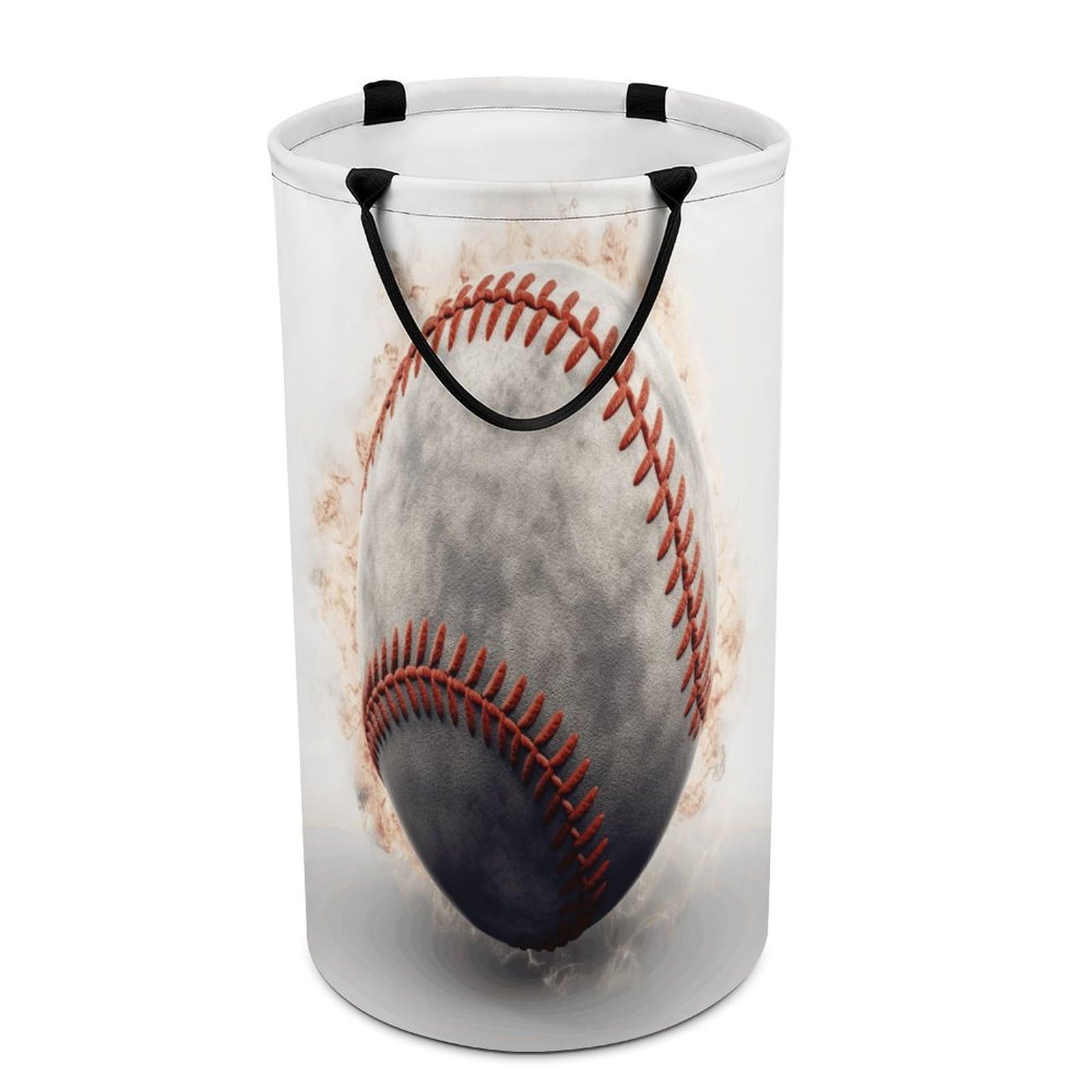 Baseball Laundry Basket Waterproof And Moisture-Proof Storage Bins Collapsible Round Laundry Hamper Perfect for Toys, Clothes And Sundries