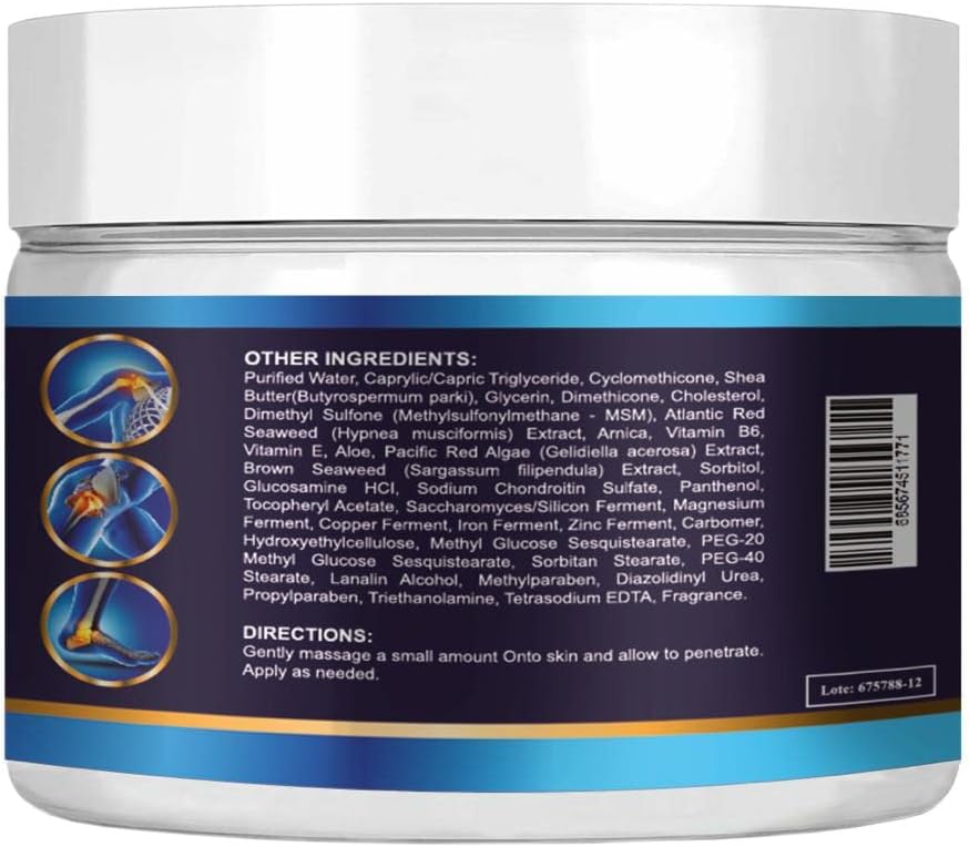 VITAMISAN Premium Organic Glucosamine & Chondroitin Cream with MSM, Arnica, & Collagen (Pack of 2)