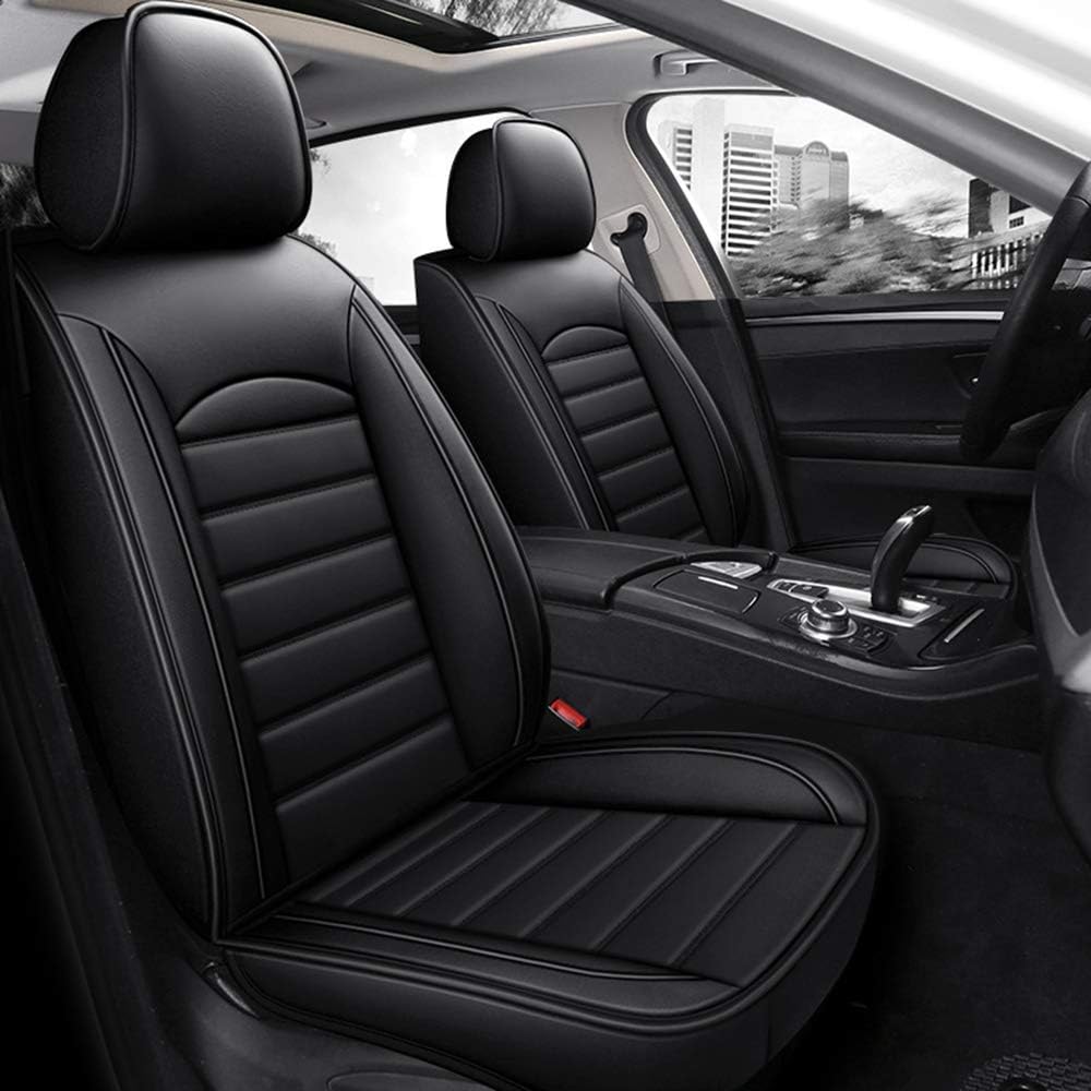 FHJBP Full Protection Seat Cover Car Seat Protector Leather Waterproof SUV Cars Truck Universal Seat Covers-Black