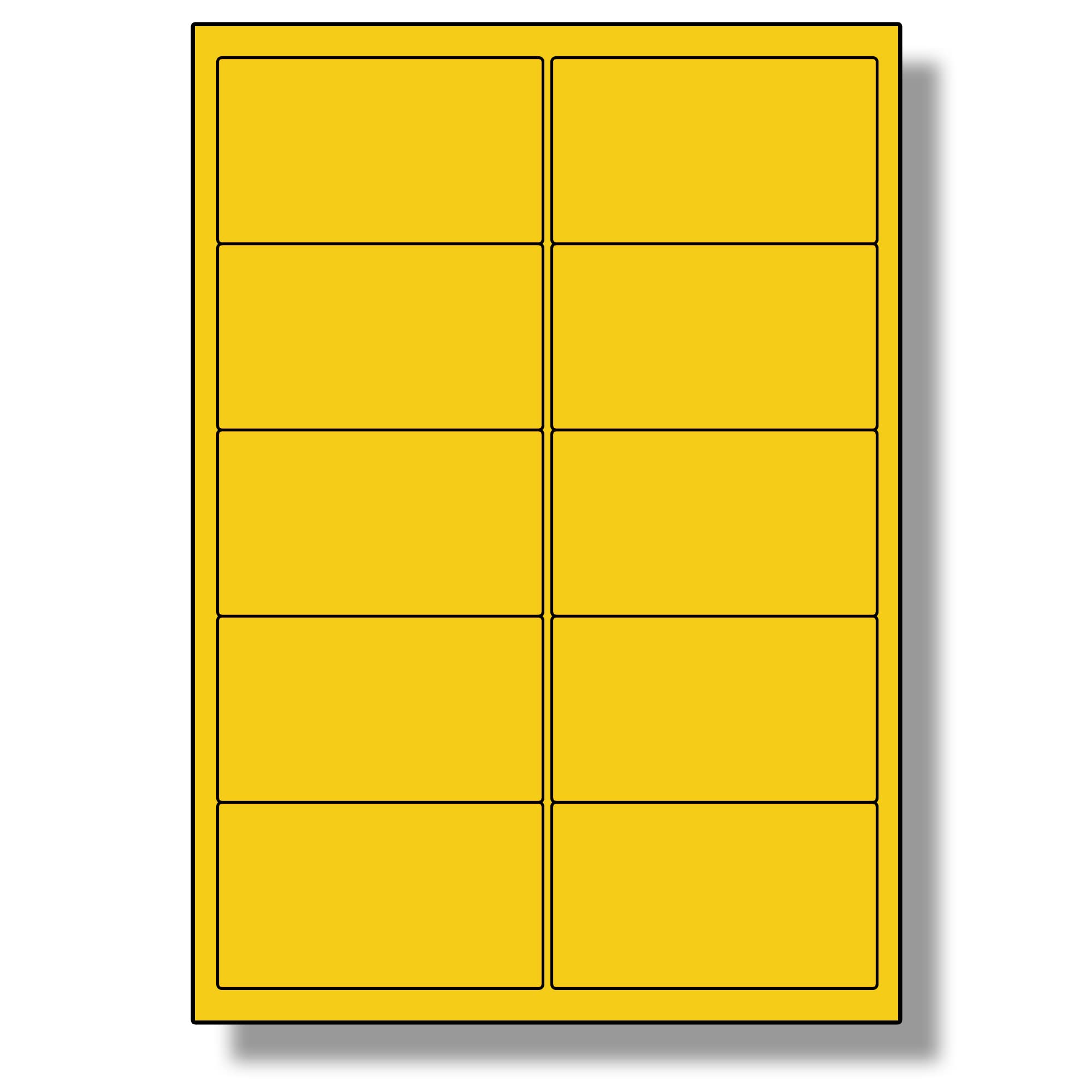 Label Planet® 10 Per Sheet, 5 Sheets (50 Yellow Labels). Coloured Paper Labels with Rounded Corners 99.1 x 57mm, LP10/99 C. — image 1