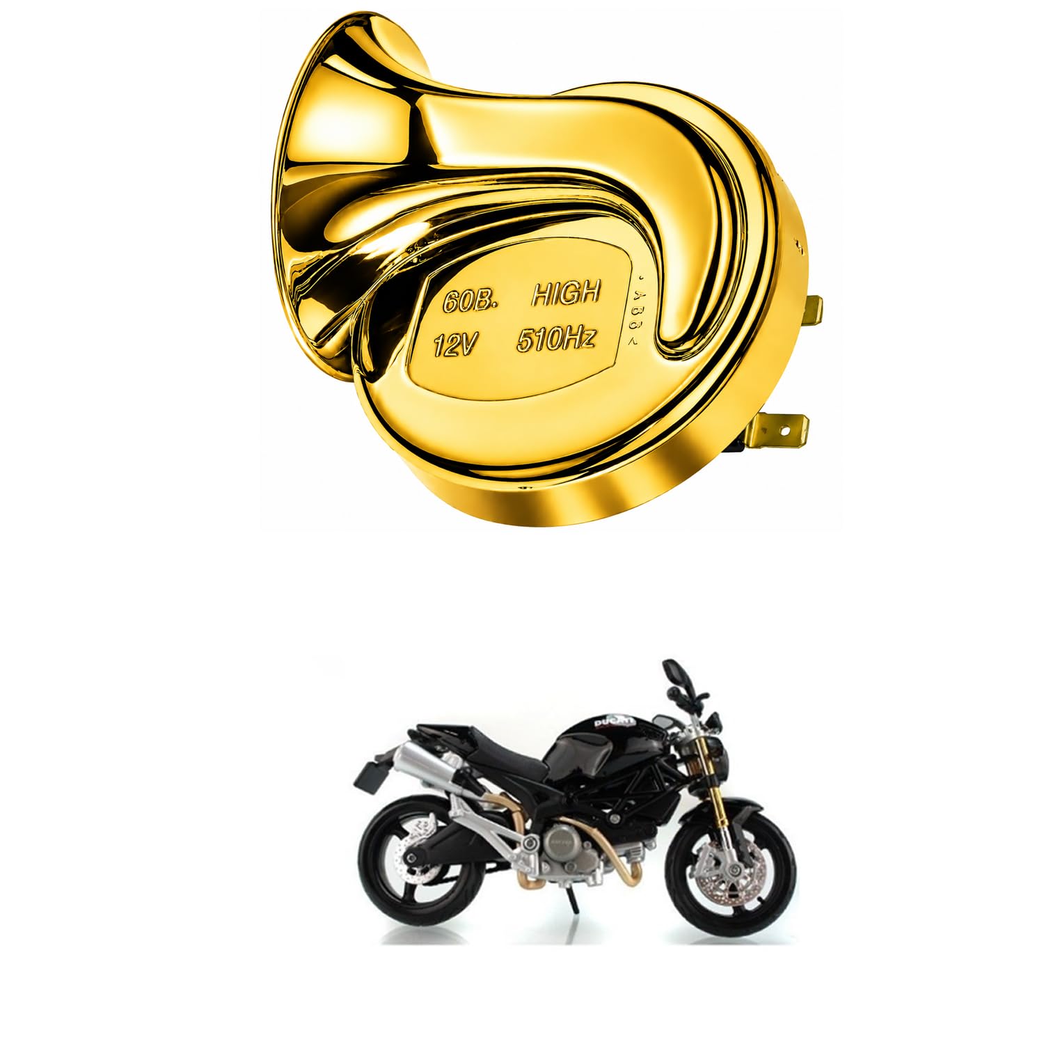 Universal 12V Snail Tweeter Horn 300dB Super Loud Waterproof Electric Horn, Premium Chrome Finish, Heavy Duty Brass Terminals for Car, Bike, Truck, SUV Comfortable With Mon-ster 795-image-26