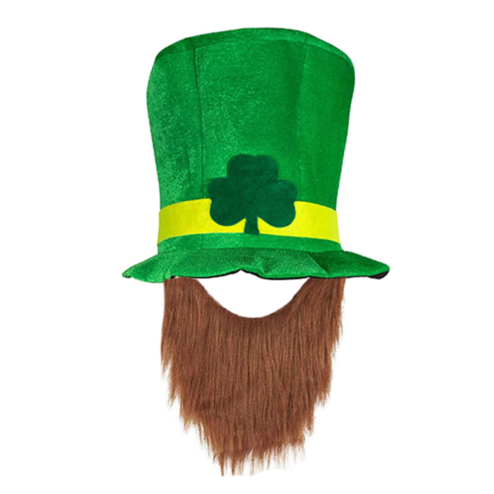 1 PCS St. Patrick's Day Costume Accessories Set,Leprechaun Costume,St Patricks Day Accessories,Irish Fancy Dress,Leprechaun Hat,Shamrock Top Hat with Beard,for Irish St. Patricks Day Party Decoration
