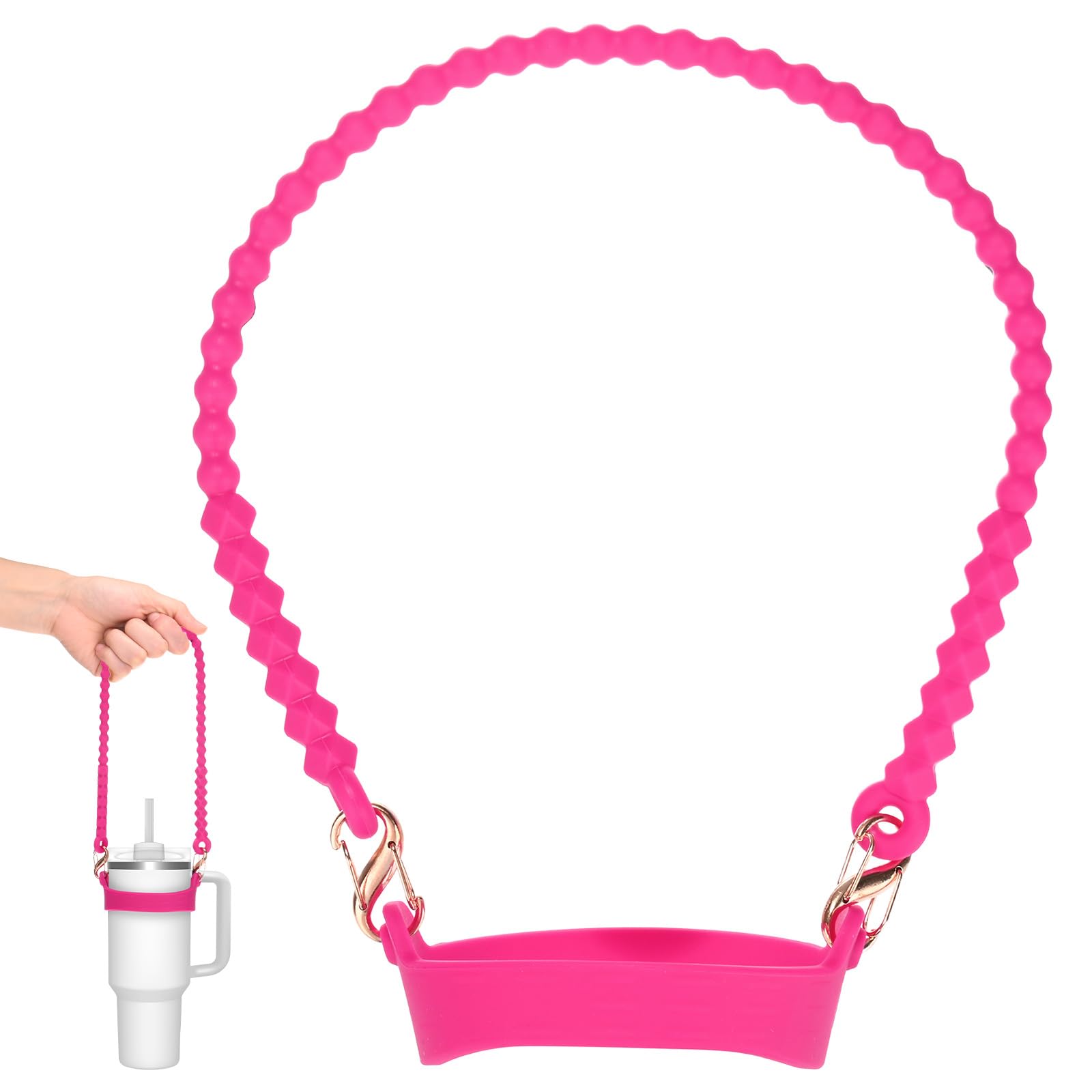 Asa para botella de agua M METERXITY de silicona rosa oscuro portavasos de 15.7 pulgadas