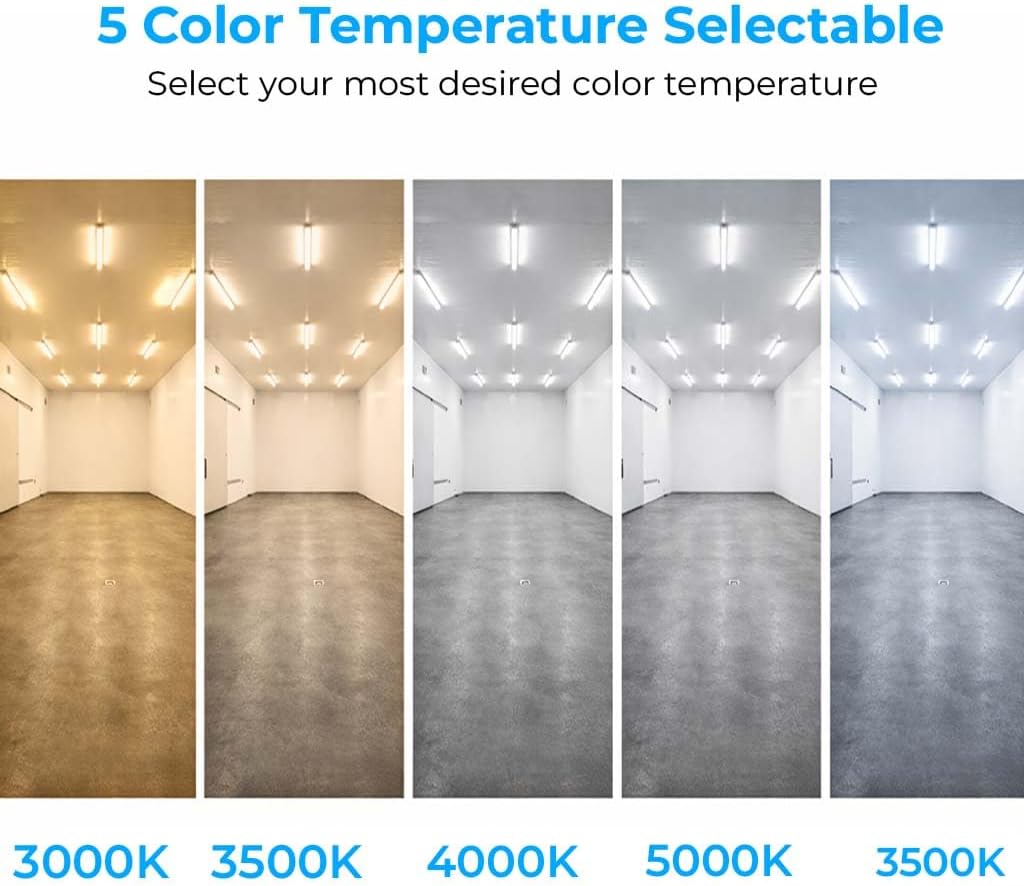 LED Vapor Tight Light Fixtures 60W/50W/40W/30W Adjustable, 3K/3.5K/4K/5K/6.5K 5CCT Selectable, Dimmable IP65 Vapor Proof Lighting for Shop Light for Parking Carport Car Wash,ETL Listed (4FT)