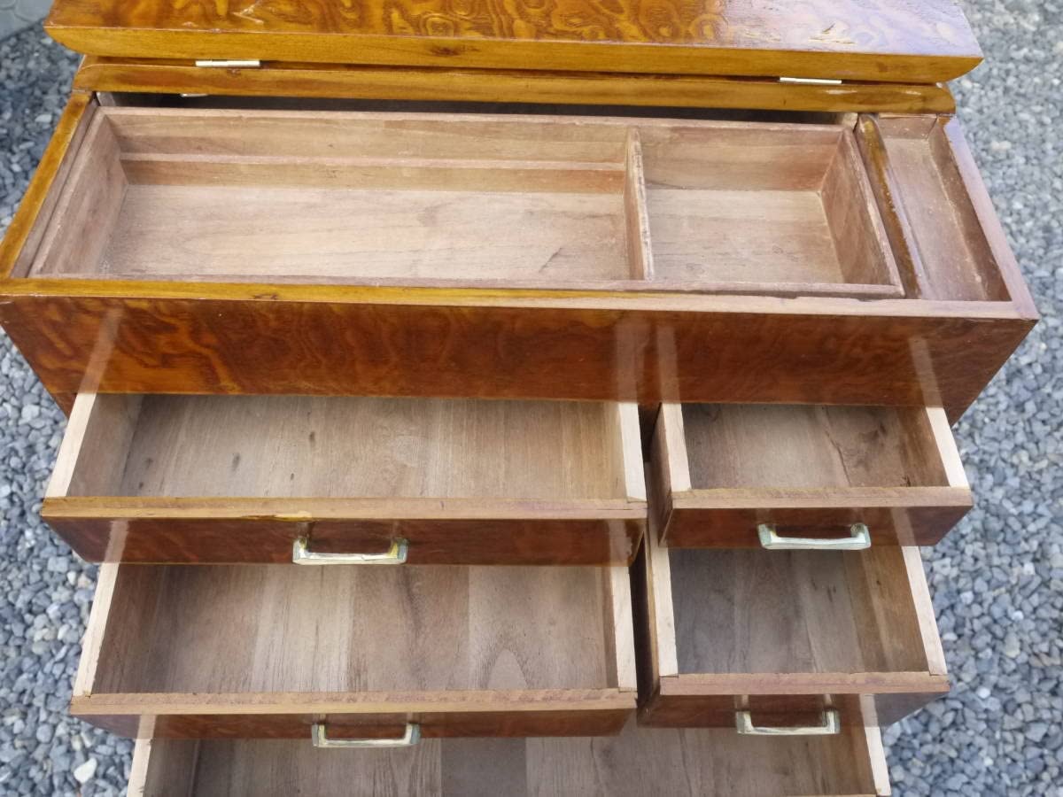 Amazon.co.jp: 【TS20906】欅玉杢材針箱ケヤキ古民芸民藝小箪笥小箱枕