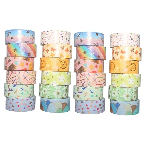 EXCEART 24 rollos de manual y cinta de papel para manualidades, cinta washi decorativa, cinta washi cinta adhesiva de bricolaje, cinta washi floral,