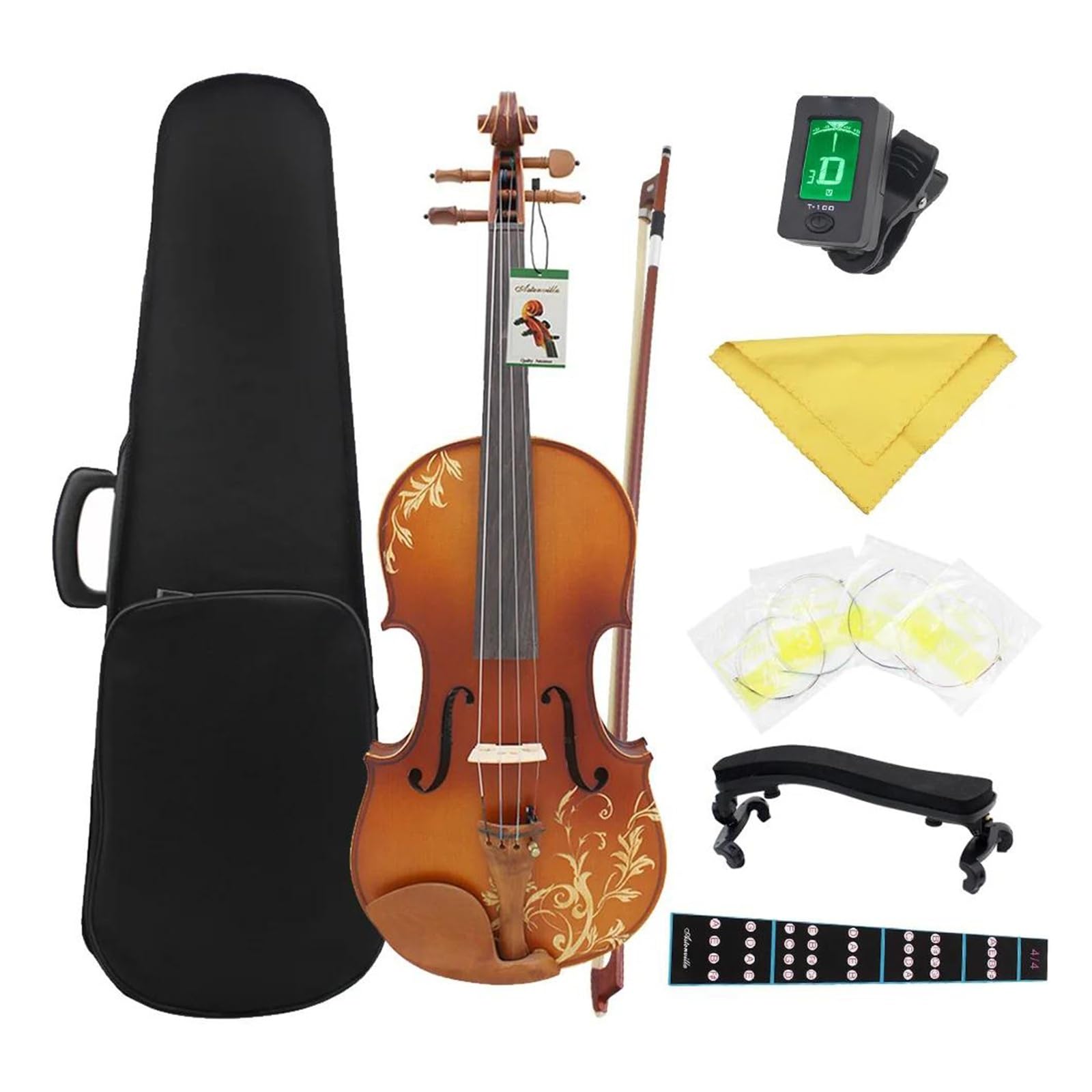 violino Violino acustico in legno massello 4/4 con custodia archetto e poggiaspalla
