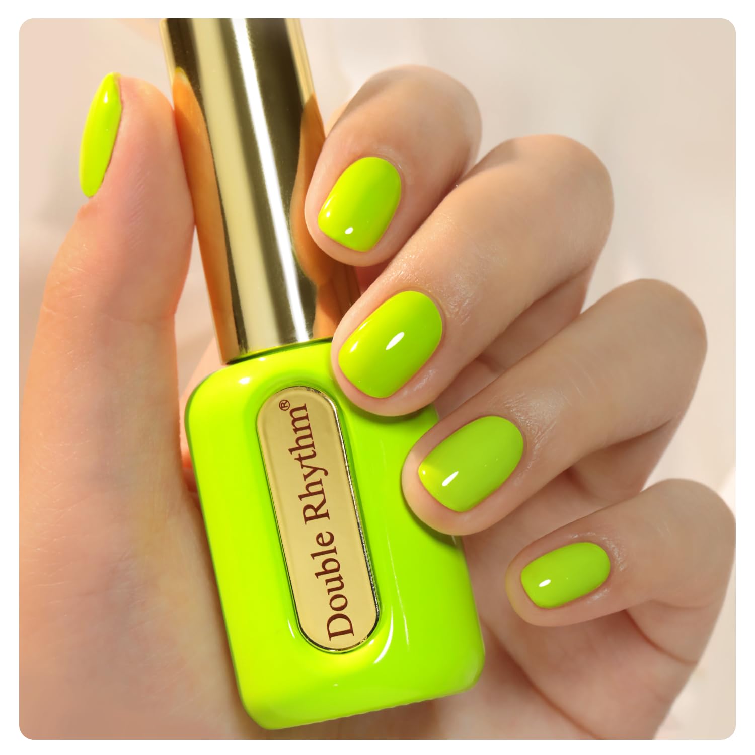 Double Rhythm 0.50 OZ Gel Polish Same Color Same Bottle Golden Round Hema Free Neutral Natural Milky 15 ML Jelly UV Polish Art DIY at Home (Neon