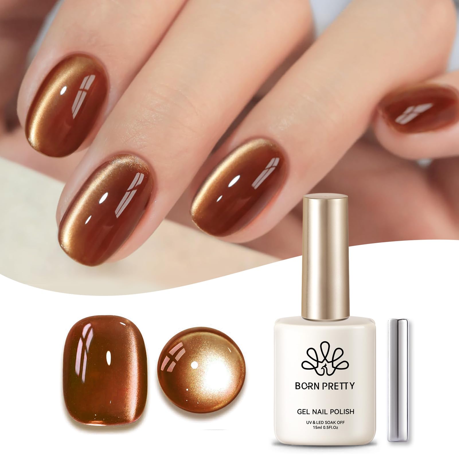 Amazon.com: Born Pretty Brown Moonlight Cat Magnetic Eye Gel Nail