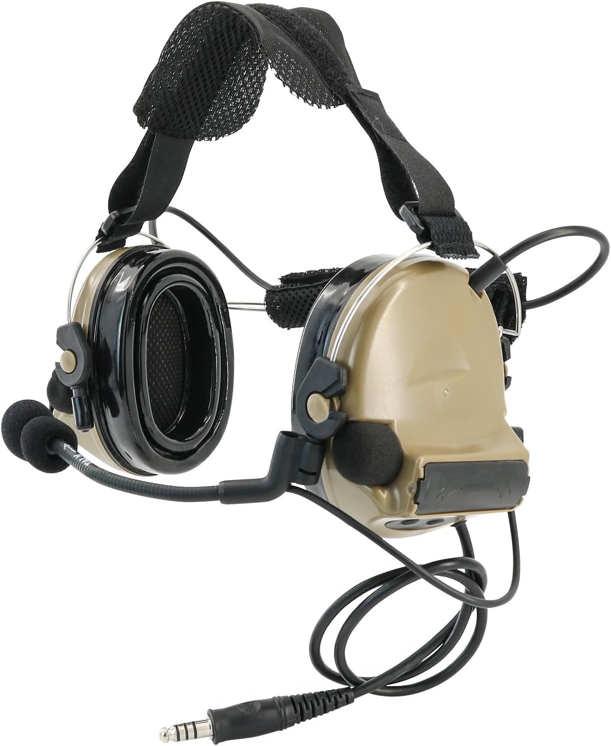 Tactical Headset with Noise Reduction/Communication Function+U94 PTT Gel Earpad Neckband Headband for Airsoft Shooting Sports