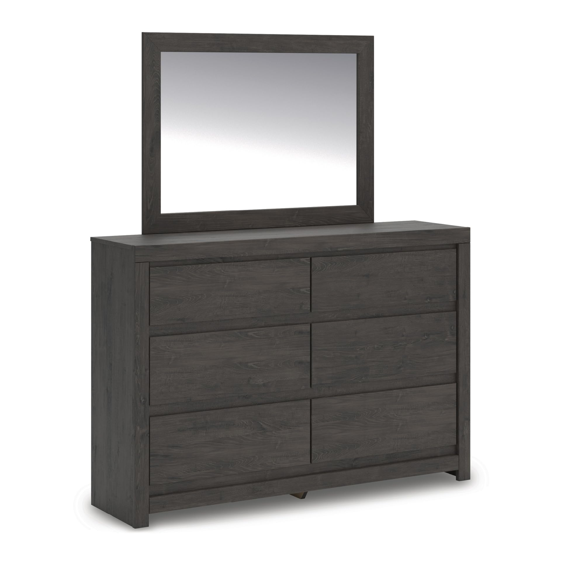 Signature Design by Ashley Parlayon Modern 6-Drawer Dresser and Mirror with Anti-Tipping Restraint, Black