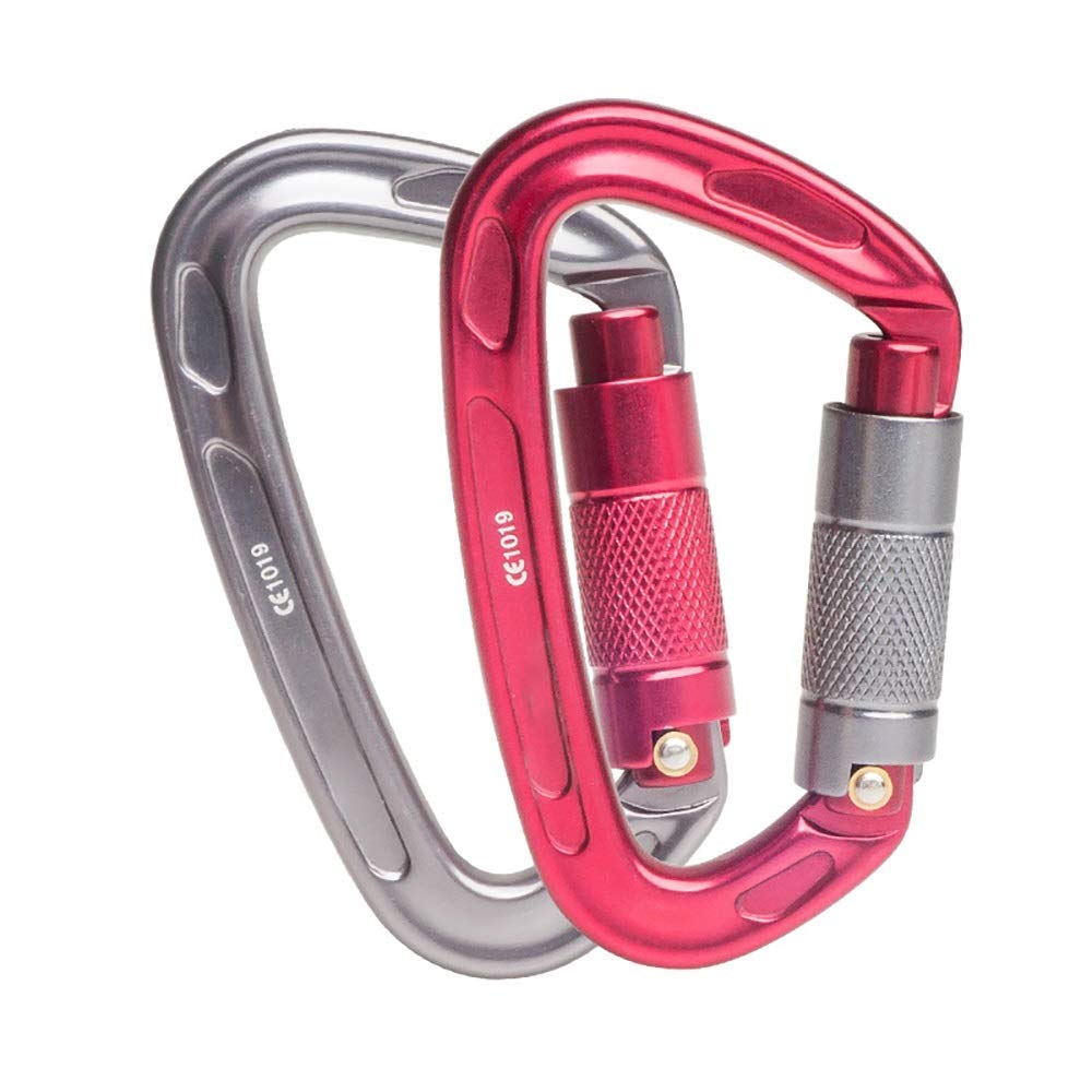 Mosquetón Grande, Gancho de Clip, 2 Paquetes de Anilla en D de aleación de Aluminio de Alta Resistencia, mosquetón Grande automático, Gancho de Clip para Llavero, superduradero (Plata, 99 x 58 mm)